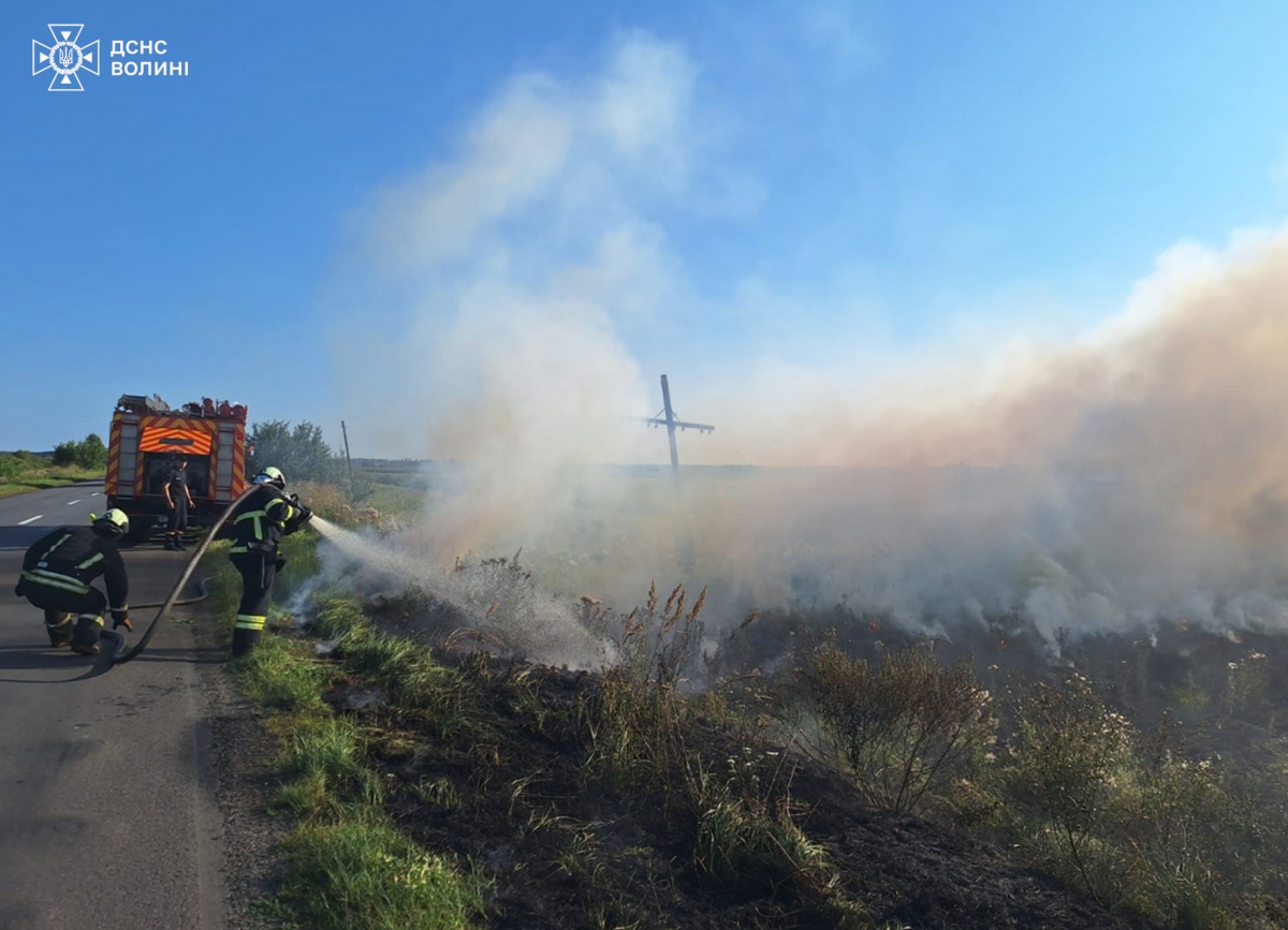 На Волині вогнеборці ліквідували низку пожеж сухої рослинності